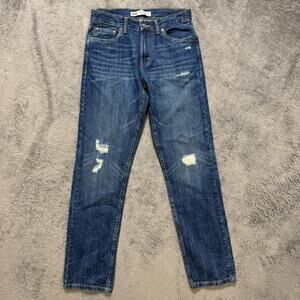 Levis 502 Taper Jeans Boys 16 28x28 Distressed 100% Cotton Blue Denim